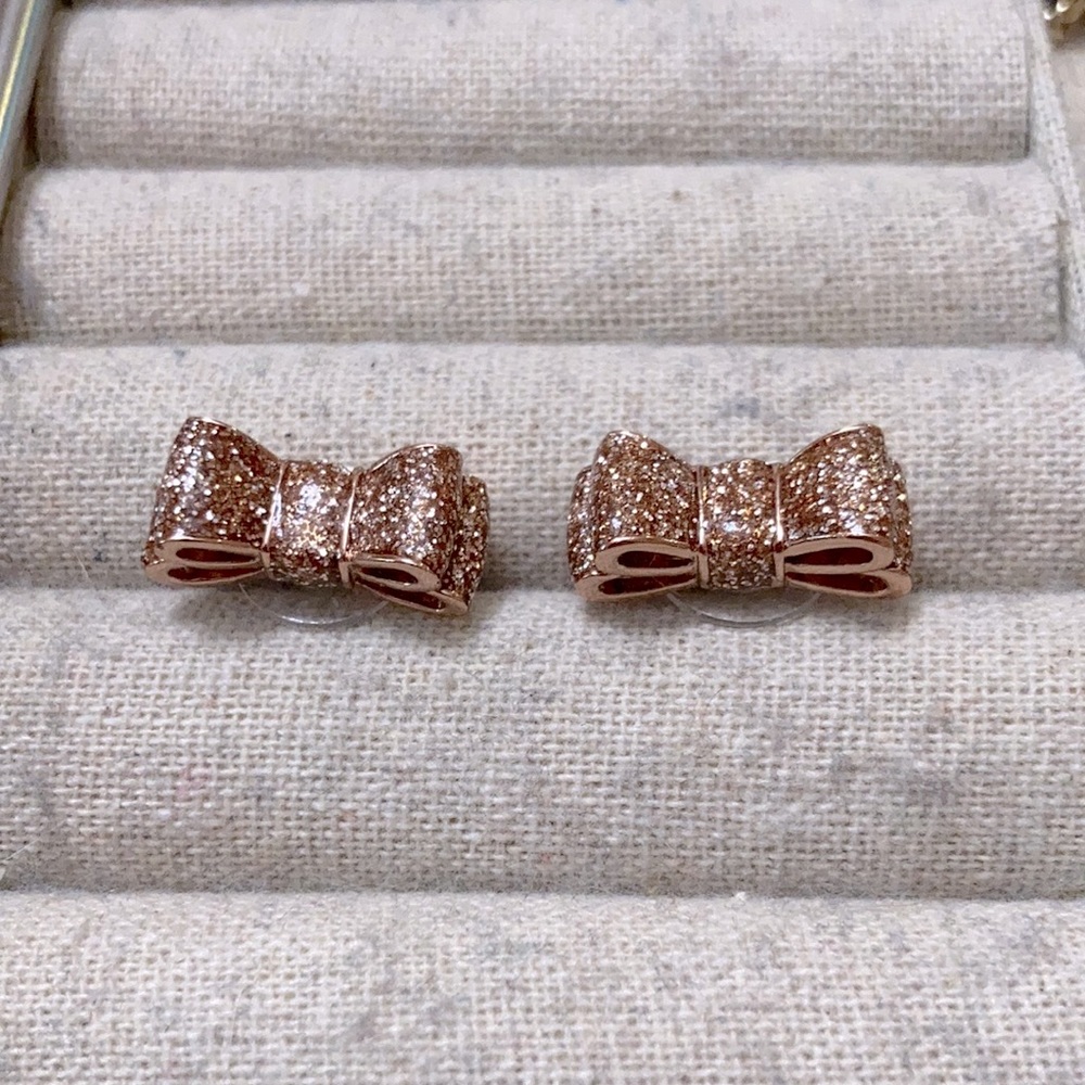 🎀 Kate spade rose gold glitter bow earrings 🎀